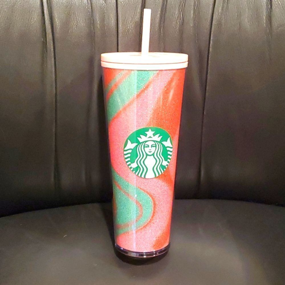 STARBUCKS 2020 Holiday Pink & Green Tumbler - 24 Oz. (Brand New)‎